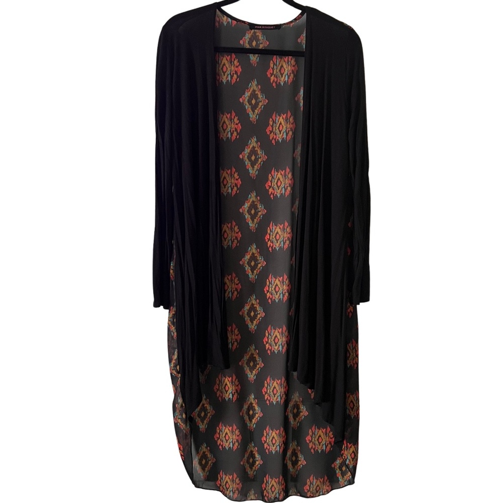 PINK BOUQUET Full Length Duster Cardigan Size M
